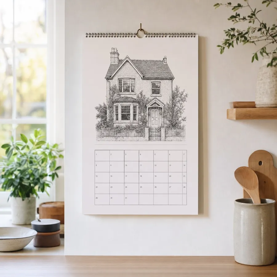 House Illustration Calendar